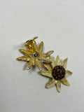 Vintage Cream & Copper Sunflower Clip-On Earrings