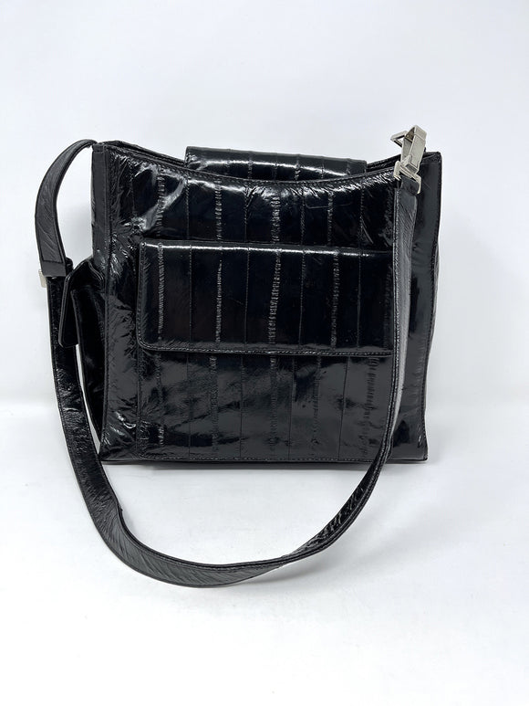 Vintage Lee Sands Black Eel Skin Shoulder Bag