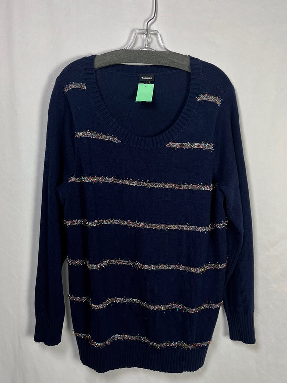 Torrid Size 2 (18W) Navy Tinsel Stripe Sweater