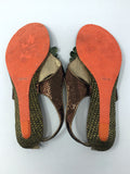 Poetic Licence Size 9.5 Bronze & Sage Green Snake Print Sandals