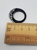 Black Lucite & Crystal Size 7 Ring
