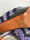 Missoni Size 8.5 (38.5) Purple & Black Chevron Heels NWOB