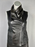 vince. Size L (12)  Black Leather Linen Moto Vest