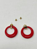 Vintage Red & Gold Hoop Earrings