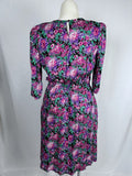 Vintage Von Bramlett Size 14P Pink & Purple Cottagecore Floral Dress