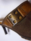 Vic Matie Size EU38 / US 7.5-8 Brown Distressed Heeled Clogs
