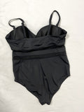 Torrid Size 3 (22/24) Black Mesh Stripe Swimsuit