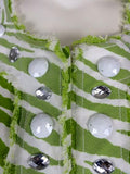 Berek Size XL Lime Green & White Zebra Jacket