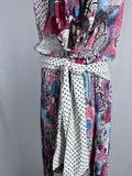 Vintage Diane Freis Size 14/16 Pink & White Floral & Dots Skirt Suit