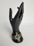 Vintage Silver & Green Flower Filigree Bracelet