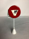 Vintage Red & White Ceramic Abstract Brooch