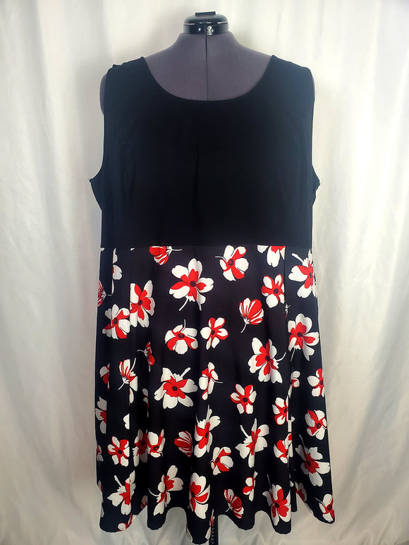 Wayward Fancies by eShakti Size 5X Black & Red Floral Dress