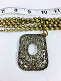 Vintage Bronze Multi-strand Brass Marcasite Rhinestone Necklace