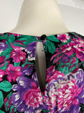 Vintage Von Bramlett Size 14P Pink & Purple Cottagecore Floral Dress