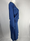 Vintage Knit Ability by Brenda Lewis Size 16W Blue & Brown Skirt Set