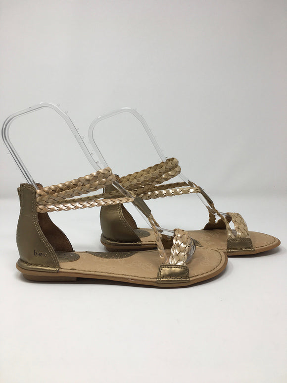 boc by Born Size 9 Pearlescent Beige & Gold Braided Sandals NWOB
