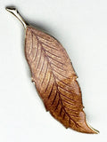 Vintage Copper Enamel Metal Leaf Brooch