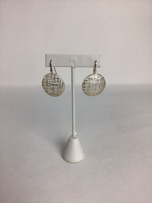 Vintage Davvero Silver Cross-Hatched Circle Earrings