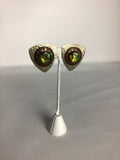 Vintage Silver & Copper Abalone Clip-On Earrings