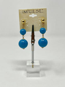 Vintage Impulse Gold & Blue Plastic Earrings