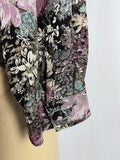 Vintage Susan Burrowes Size 14/16 Black & Lavender Floral Top