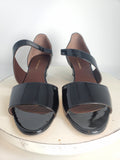 Bruno Magli Size 9 (40) Black Patent Leather Sandals NWOB