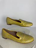 Miu Miu Size 8 (38) Yellow Leather Rhinestone Loafers NWOB