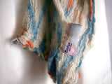 Bindya Aqua & Cream Wool Ikat Crinkle Scarf