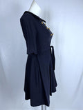 Retro Miusol Size 14/16 (2XL) Navy & Black Velvet Trim Dress