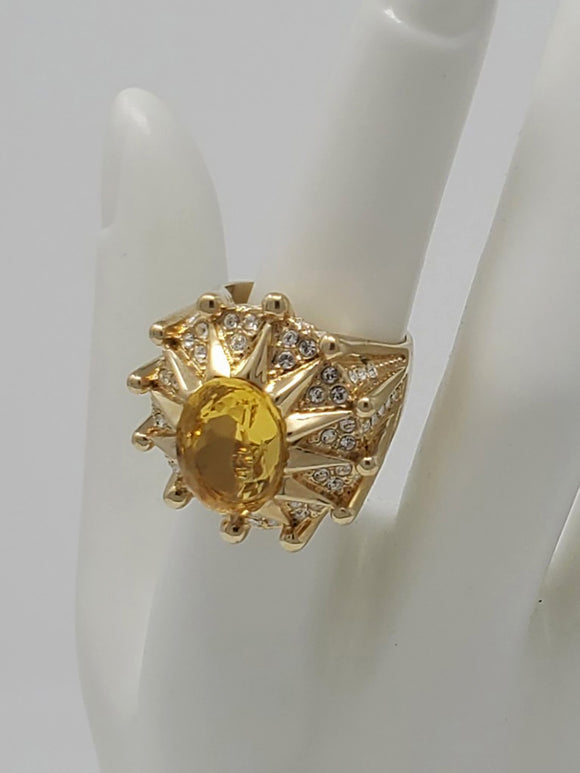 Vintage Gold & Yellow Size 7 Brass Starburst Cocktail Ring