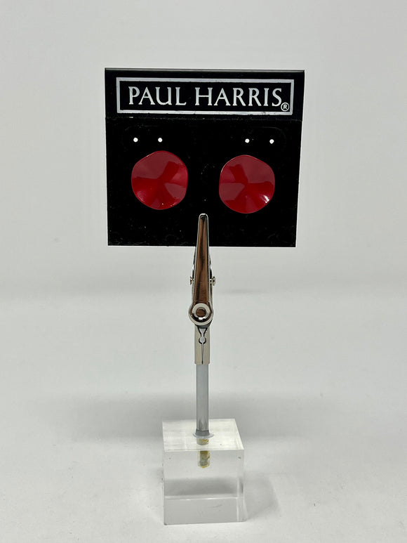 Vintage Paul Harris Red Enamel Wavy Modern Earrings NWT