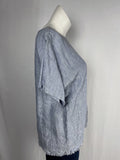Eileen Fisher Size L (14/16) Light Blue Micro Plaid Top