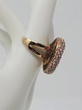 Rose Gold Sterling Silver Size 7.5 Pink Crystals Heart Ring