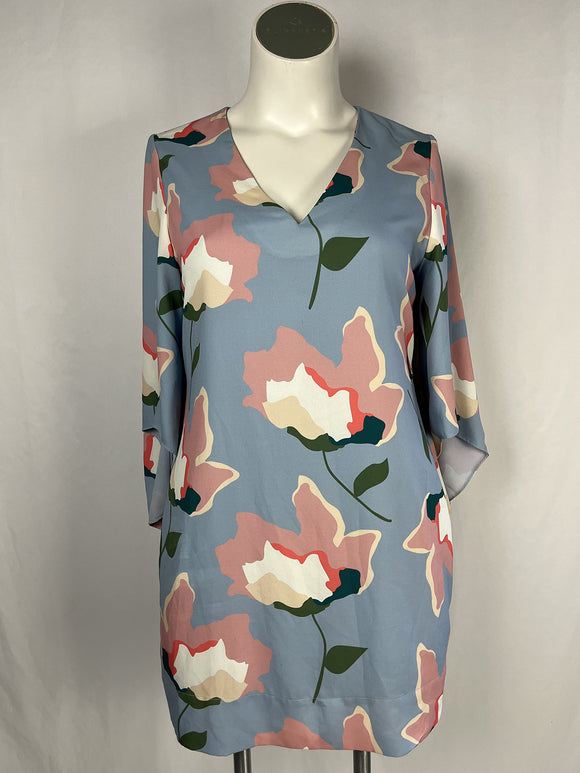 Crosby by Mollie Burch Size L (14) Light Blue Floral Dress