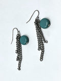 Vintage Silver & Blue Chain Dangle Earrings