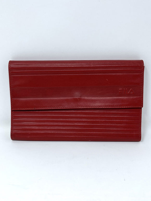 Vintage Fila Red Leather Tri-Fold Wallet