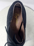 Seychelles Size 9 Black Reptile Heeled Oxfords NWOB