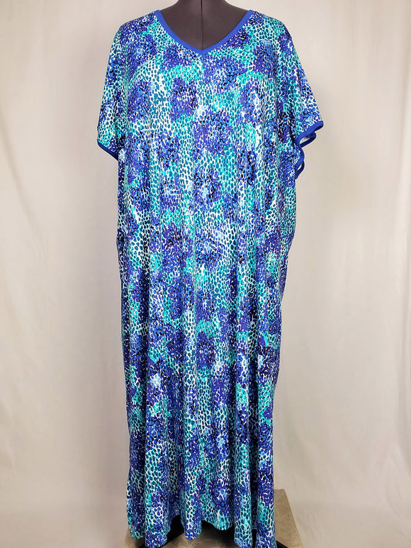 Dreams & Co. Size 5X (38/40) Blue & Aqua Speckled Nightgown
