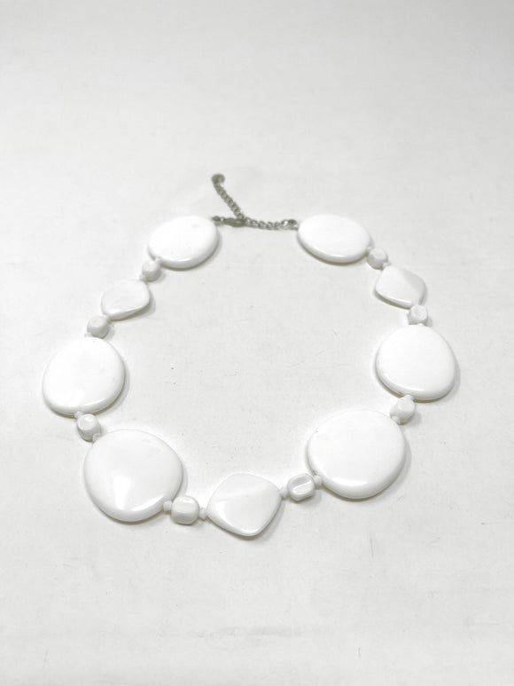Claires White Ovals Retro Necklace