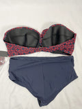 eloquii Size 26/28 Navy & Red Geometric Swimsuit NWT