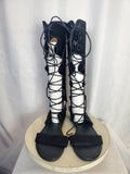 Ashley Stewart Size 10W Black Lace-Up Gladiator Sandals