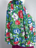 Vintage Diane Freis Size 12/14 Green & Blue Floral Blouse