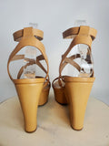 Diane Von Furstenberg Size 8.5 Beige Strappy Platform Sandals NWOB