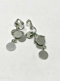 Vintage Silver Circles Dangle Clip On Earrings