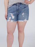 Lane Bryant Size 16 Floral Patch Denim Shorts