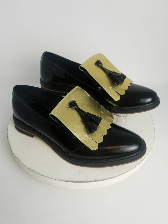 Inch2 Size 8 (39) Black & Gold Loafers
