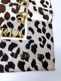 Vintage Trussardi Brown & White Silk Cheetah Square Scarf  COLLECTIBLE