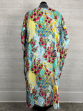 Winlar Size Open Aqua & Pink Floral Caftan NWT