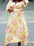 Melissa McCarthy 77 Size 1X (18) Yellow & Orange Ikat Wrap Dress