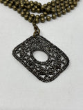 Vintage Bronze Multi-strand Brass Marcasite Rhinestone Necklace